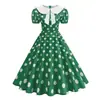 Tiro en Vivo 2026 Amazon Venta Caliente Transfronteriza Vestido de Lunares con Solapa Grande Estilo Francés Retro Hepburn Hong Kong
