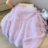 2026 Primavera/Outono Gola Alta de Veludo Faux Mink Macia e Aderente Suéter de Tricô Pulôver Feminino Design Francês Top com Flores de Miçangas