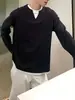 Sudadera de moda estilo americano para hombre, imitación de dos piezas, modelo nuevo 2026, a la moda y de alta gama, camiseta de manga larga con cuello redondo para hombre