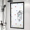 Adesivos de Vidro para Banheiro de Animais Fofos, Proteção de Privacidade Translúcida e Opaca, Película de Vidro Fosco Cartoon Anime para Janelas de Banheiro