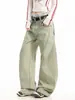 Calça de Trabalho Oreeta Estilo Americano Cleanfit Simples e de Alto Padrão para Homens e Mulheres com Decoração de Rebite Metálico Calça Casual de Perna Larga