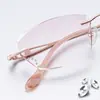 Gafas sin Marco para Miopía para Mujer con Incrustaciones de Diamantes de Borde Cortado, Gafas de Titanio Puro Ultraligeras, Gafas con Filtro de Luz Azul para Mujer, Gafas Fotocromáticas para Miopía