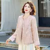 Nova jaqueta bordada estilo chinês para mulheres, adequada para mães de meia-idade e idosas, top elegante estilo Chanel para primavera e outono de 2026, roupa de outono tradicional chinesa para mulheres