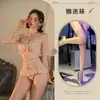 Lencería Sexy Puro Deseo Encaje Profundo V Tirante de Perla Body Ajustado Puro Deseo Camisón Apasionado Pijama de Una Pieza Uniforme