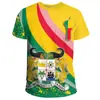 África Bandera de Benín Patrón de Emblema Nacional Impresión 3D Transfronterizo Nuevo Camiseta de Manga Corta con Cuello Redondo para Hombre Venta Directa de Fábrica