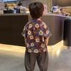Camisa Coreana para Niños Nueva Estilo 2026, Verano Delgada Moda Casual Manga Corta Estilo Vacaciones Camisa Floral para Niños