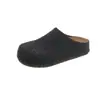 Zapatos de Lana para Mujer Estilo Birkenstock Semi-Cerrados, Nuevos Primavera 2026, Estilo Bosque Simple Retro de Nicho, Mocasines Semi-Mules Slip-On