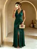 843W Outono Nova Moda Elegante Vestido Feminino Europeu e Americano Transfronteiriço Decote V Cintura Marcada Franja Novo Modelo 2026