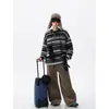 Tricô Mohair Retrô Masculino Inverno Listra Americana Suéter Casual Marca Tendência High Street Solto Par Versátil Top