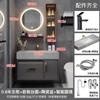 Set de Baño de Lujo Ligero con Tablero de Roca Combinación de Mueble de Baño Lavabo Integrado Baño Moderno Sencillo Lavamanos