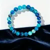 Pulsera Popular de Ágata Azul de Amazon Temu Piedra Energética Moda Joyería Transfronteriza Al por Mayor Pulsera de Piedra Natural