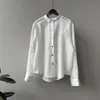 Camisa Protectora del Sol Beishan Tongshu de Tencel y Lino con Cuello para Mujer, Verano Elegante Holgado Adelgazante Manga Larga Top 82525