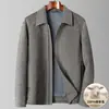 Jaqueta Masculina Outono/Inverno 2026, Gola Reversível, Versão com Zíper, 100% Lã, Estilo Business para Jovens e Meia-Idade, Estilo Old Money, Casaco Curto, Tendência