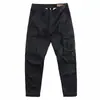 Calça de trabalho casual versátil slim fit cropped masculina nova tendência vintage estilo japonês para primavera e outono, slim reta, multi-bolsos