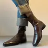 Primer Encuentro Botines Cortos Jifangtou Estilo Popular Tacón Grueso Interior Afelpado Aumento de Altura Botas Adelgazantes Otoño/Invierno Botas 2026 Estilo Nuevo
