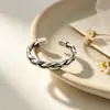 Anel Trançado Vintage para Mulheres, Aberto, Estilo Minimalista, Banda Lisa Única Banhada a Prata, Anel Cruzado, Fornecimento Atacado