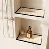 Tapete Drenante Simples Preto e Branco para Nicho de Banheiro, Tapete Absorvente de Água Secagem Rápida para Prateleira de Banheiro à Prova de Umidade, Tapete Absorvente de Água para Bancada de Banheiro