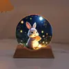 Luz de Noche de Cristal de Luna Adorno Luminoso Lámpara Creativa de Conejo Decoración de Escritorio de Dormitorio Luz Ambiental Regalo de Vacaciones