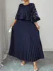 Comércio Exterior Transfronteiriço Europeu e Americano Tamanho Plus Verão 2026 Novo Estilo Elegante Vestido de Comprimento Médio com Renda de Malha Costurada