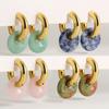 Pendientes de acero inoxidable con diseño transfronterizo europeo y americano, color oro de 18 quilates y piedra natural, estilo nacional, nuevos pendientes redondos de estilo chino, con hebilla para la oreja, joyería para las orejas.