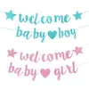 Bienvenida Bebé Niña Niño Letras Brillantes Revelación de Género/Baby Shower Pancarta de Papel