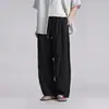 Pantalones Casuales de Hilo de Seda Hielo Lyocell para Hombre, Verano Holgados Transpirables de Pierna Recta Caídos Finos de Pierna Ancha