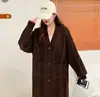 Cardigã longo de tricô com decote em V torcido para mulheres, outono e inverno, caimento solto, de abotoamento simples, bolsos grandes, estilo casual, casaco suéter que vai até o joelho