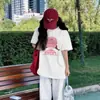 Camiseta de Algodón Puro Talla Grande Americana de Manga Corta para Mujer 2025 Nuevo Verano Holgada de Media Manga Moda y Versátil Ropa