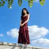 Vestido de tirantes estilo vacación en la playa, Falda ajustada estilo francés, Vestido de volantes para la playa, Vestido largo atmosférico, Etéreo como un hada
