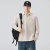 Roupas Masculinas Fengshe / Nova Camiseta Masculina de Manga Longa com Bolso para Primavera e Outono, Camisa Polo com Gola Reversível, Moletom Versátil