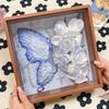 Marco de fotos de rosas con textura de mariposa hecho a mano, hecho a mano, para decorar bolsas, regalo de mesa para novia.