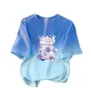 Camiseta de Manga Corta con Estampado Degradado para Niñas Verano Ropa Superior para Niños Mayores Estilo Coreano Holgada y Versátil Transpirable Tendencia en Ropa para Niños