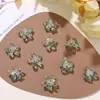 Aretes de Flores de Cristal Hueso Transparente Mini Fantasma con Perlas DIY Estilo Sencillo para el Día a Día Aretes Anillo para Mujer Accesorios