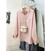 Comercio Exterior Estilo Americano Disparo Real Camisa Fina Rayada para Mujer Abrigo de Verano Nuevo Top Holgado de Color Sólido