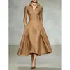 Otoño/Invierno 2026 Estación Independiente Transfronteriza Moda Femenina Nueva Europea y Americana Elegante Vestido de Manga Larga Ajustado con Cuello en V