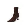 Botas Chelsea Slimming para Mulheres, Botas Curtas Estilo Coreano para Primavera e Outono, Salto Fino, Bico Fino, Botas Elásticas Slim, Salto Alto