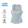 Chaleco de Tirantes Anchos sin Mangas con Cuello Cuadrado para Mujer, Primavera y Verano, Color Sólido, Ropa Interior Deportiva Casual, Corte Ajustado, Top de Moda