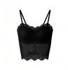 Camisola de encaje para mujer, para usar como prenda interior o exterior en verano, con copas en el busto, espalda hermosa, sin tirantes, estilo puro y seductor, cuello en V, corte ajustado