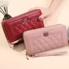 Nueva Cartera Larga para Mujer Estilo Coreano Simple Doble Cremallera Gran Capacidad Billetera para Monedas Múltiples Ranuras para Tarjetas Cartera Bolsa para Teléfono Móvil