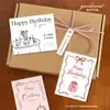 Tarjeta de Cumpleaños Francesa Retro Ramo Pastel Caja de Regalo Decoración Tarjeta Tarjeta de Mensaje de Bendición Floristería Materiales Florales
