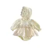 Conjunto de Otoño 2026 para Bebés Niñas, Mameluco de Algodón Bordado con Encaje, Vestido de Princesa de Tul para Bebé de un Año