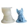 Molde de Silicona de Bulldog Renshan con Base para Velas Aromáticas de Cachorro DIY, Adorno de Yeso, Molde de Animales con Pegamento