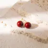 Brincos de Angorá Vermelho Feijão Gota de Óleo Agulha de Prata Moda Retrô Simples Elegantes Brincos de Nicho de Alta Qualidade para Mulheres