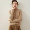 Nuevo suéter de cachemira de cuello alto para mujer, con cuello alto, corte holgado, material grueso, color liso simple y diseño de punto pullover