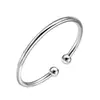 Pulsera de Cuentas Abierta Brillante Casual para Mujer Kawei Pulsera de Ajo Par de Pulseras de Cuentas Pulsera de Plata Joyería para Mano