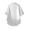 Camiseta de Patchwork con Cuello en V y Cordón para Hombre, Marca Trendy de Verano, Falso Dos Piezas, Estilo Fresco, Cuello Solapa, Manga Corta, Holgada, Versátil