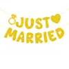 Amazon justmarried letra brilhante casamento colorido banner de guirlanda de aniversário adereços de atmosfera