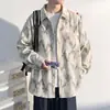 Camisa de manga larga estilo japonés con cuello mandarín, nueva colección otoño 2026 para hombre, texturizada, corte holgado, camisa casual, prenda exterior versátil para hombre