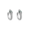 Pendientes de Zirconia con Forma de Serpiente de Comercio Exterior Europeo y Americano para Mujer, Verano, Lujo Ligero, Diseño de Nicho, Aro de Oreja, Hebilla de Oreja con Diamantes Completos, Pendientes Transfronterizos