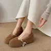 Sapatos de Pelúcia Elegantes Versáteis de Temperamento para Usar Sozinho 2026 Outono/Inverno Novo Toque de Alto Padrão Aumento Interno de Altura Salto Antiderrapante Fundo Plano Sapatos Peludos